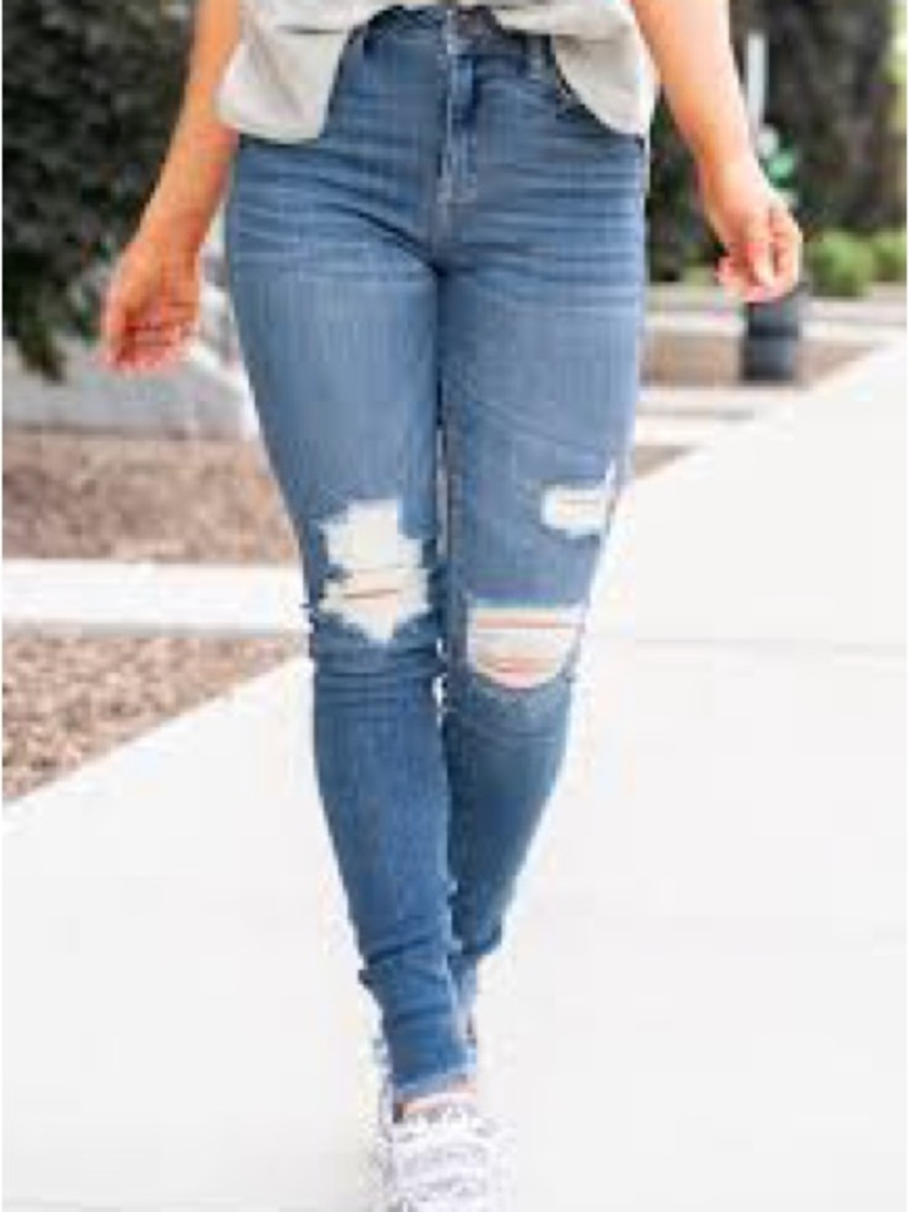 Cello Distressed Skinny Jeans - Blue Denim